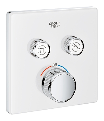 iebūvējamā dušas termostata SmartControl virsapmetuma daļa, ar 2 izejām, balts/hroms